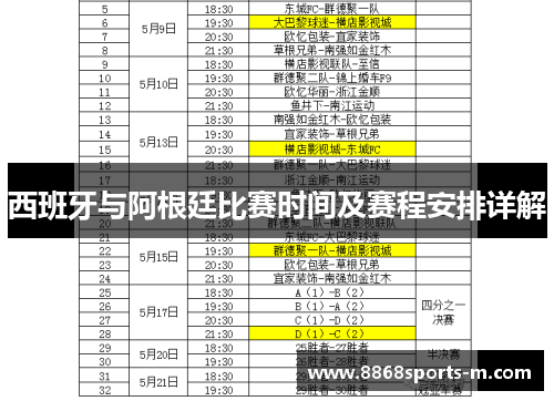 西班牙与阿根廷比赛时间及赛程安排详解